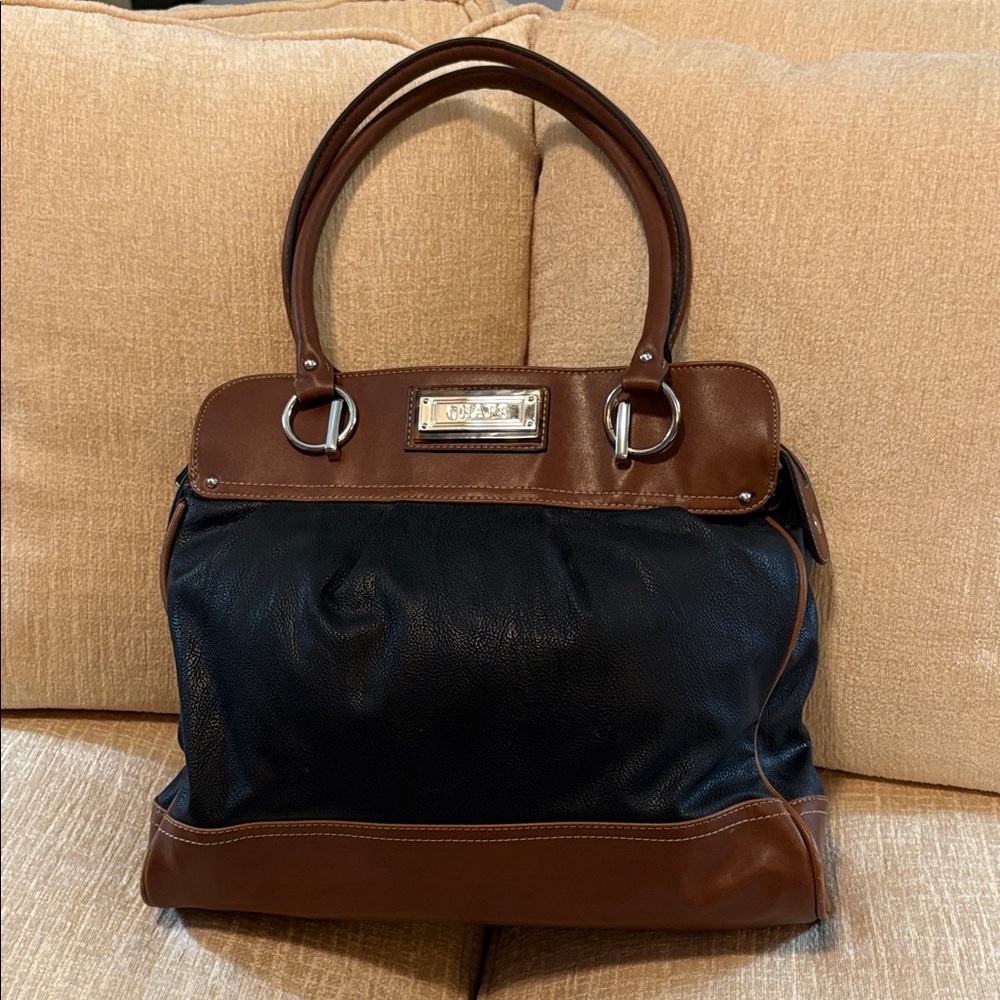 Chaps Two-Tone Black and Brown Satchel